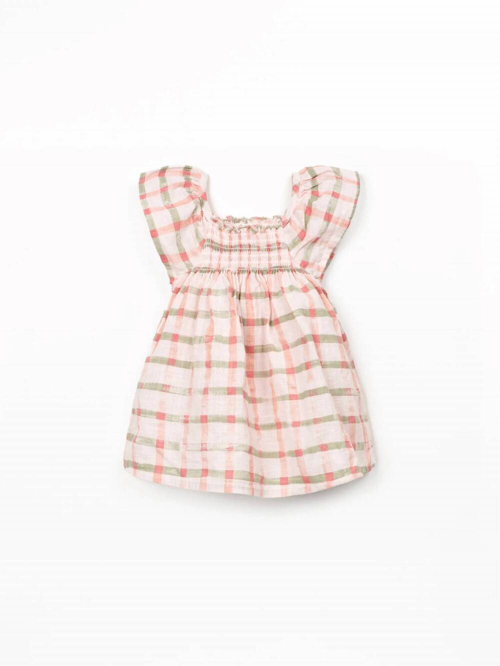 NEW PLAY UP girls printed windowpane dress in light pink